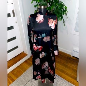 Zara floral midi dress with mandarin collar